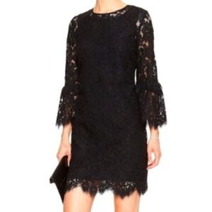 Banana Republic Factory Lace Bell Sleeve Shift Dress Black Size 8